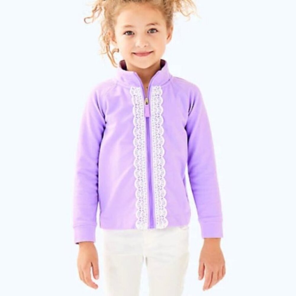 Lilly Pulitzer Girls Light Lilac Verbena Little Leona Zip Up M, L & XL
